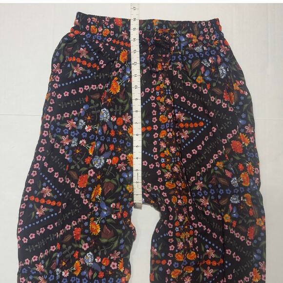 NEW Olivaceous Black Floral Thin Wide Leg Pants Women Small Boho Festival Hippie - Picture 16 of 16